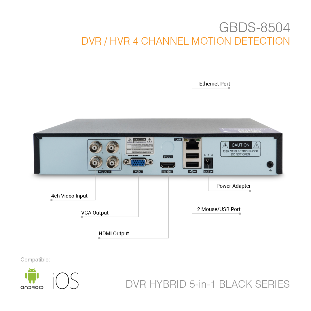 DVR Hybrid 5-in-1 5MP 4 Channel GBDS-8504 Black Series