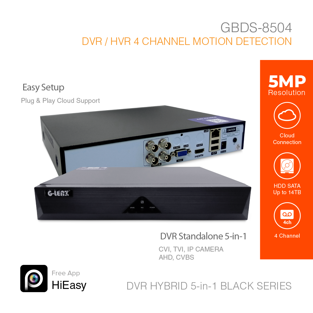 DVR Hybrid 5-in-1 5MP 4 Channel GBDS-8504 Black Series