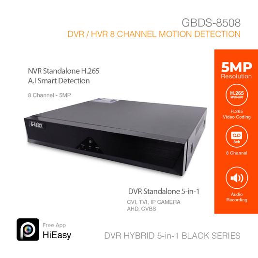 DVR Hybrid 5-in-1 5MP 8 Channel GBDS-8508 Black Series
