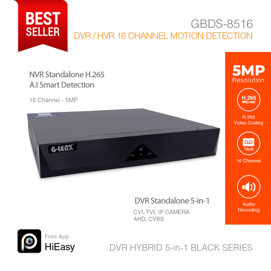 DVR Hybrid 5-in-1 5MP 16 Channel GBDS-8516 Black Series