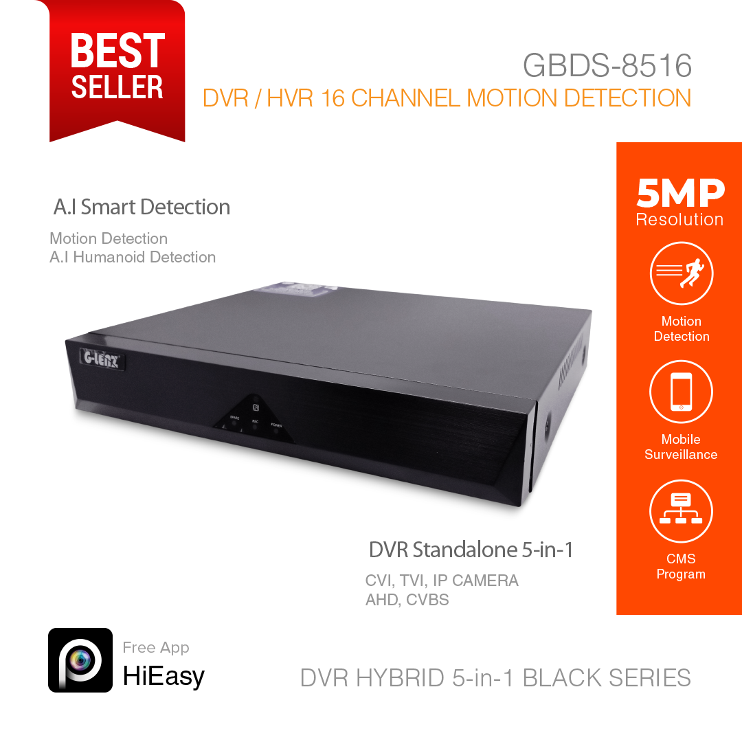 DVR Hybrid 5-in-1 5MP 16 Channel GBDS-8516 Black Series
