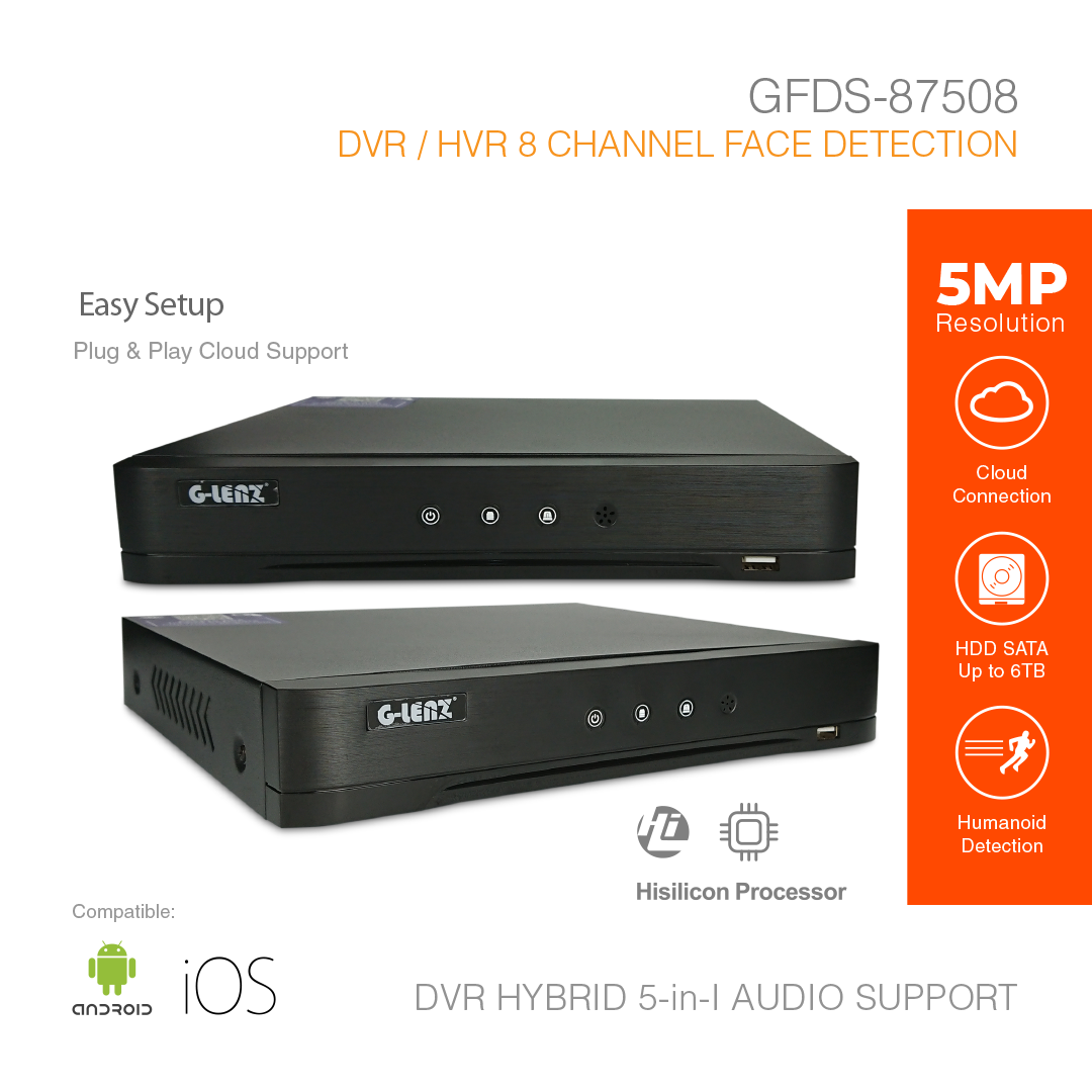 DVR Hybrid 5-in-1 Face Detection 8Channel 5MP GFDS-87508