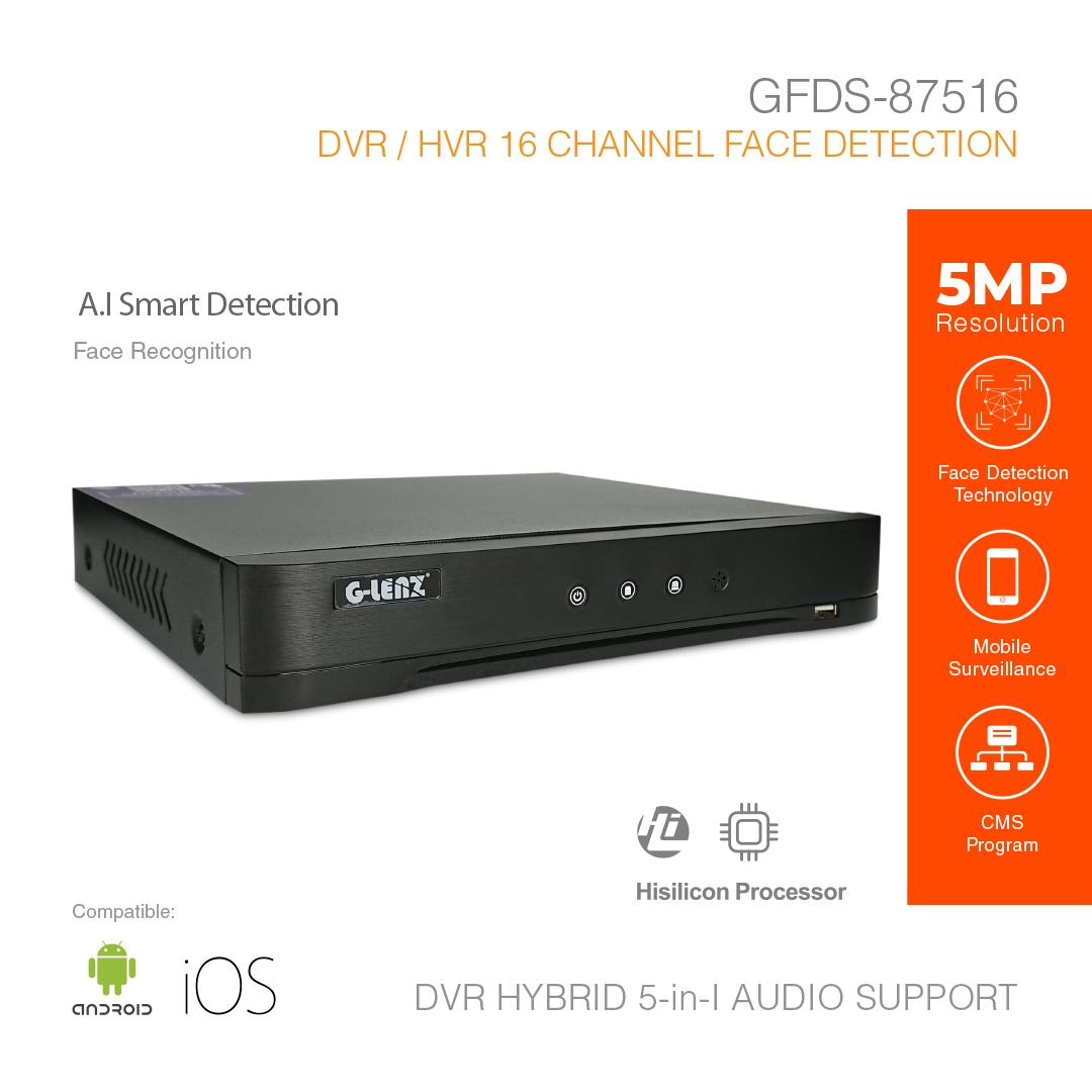 DVR Hybrid 5-in-1 Face Detection 16Channel 5MP GFDS-87516