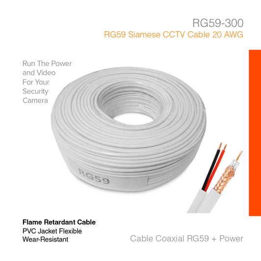 Cable Surveillance Coaxial RG59 + Power 300 Meter RG59-300