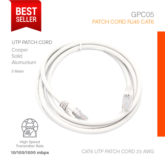 Patch Cord RJ45 Cat6 High Transmitter 5 Meter GPC05
