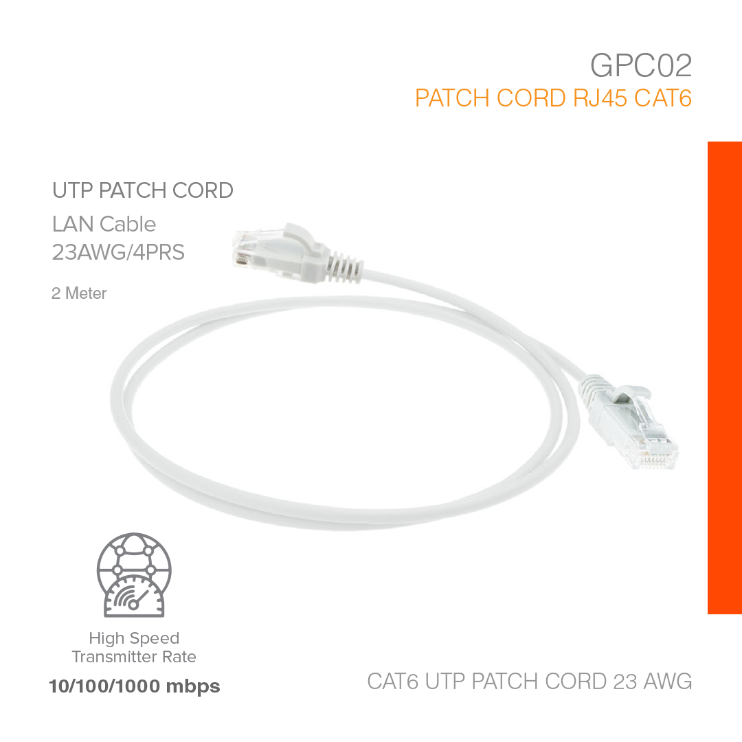 Patch Cord RJ45 Cat6 High Transmitter 2 Meter GPC02
