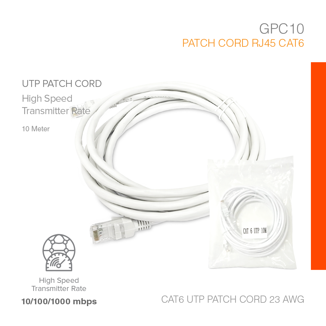 Patch Cord RJ45 Cat6 High Transmitter 10 Meter GPC10