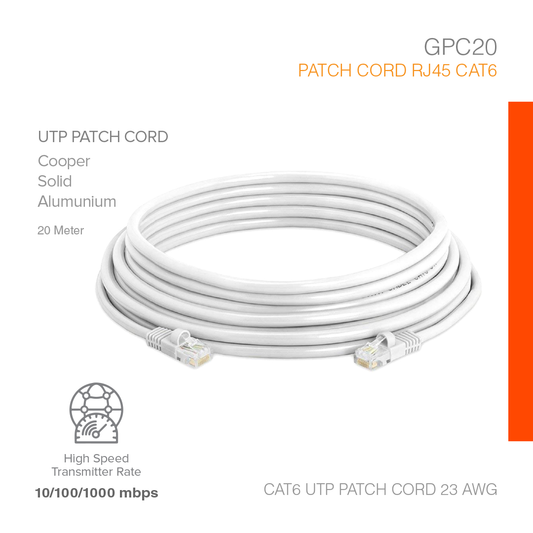 Patch Cord RJ45 Cat6 High Transmitter 20 Meter GPC20