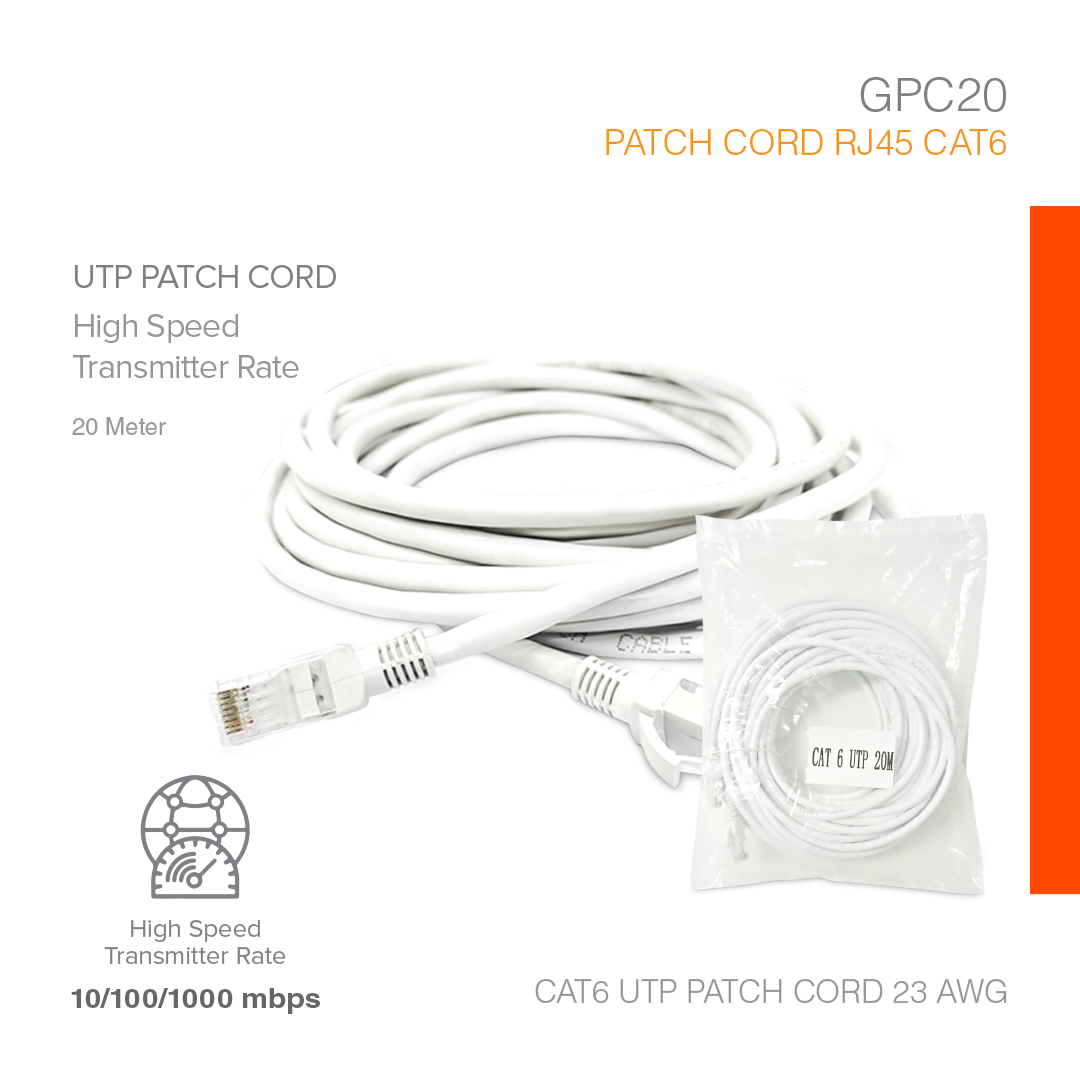Patch Cord RJ45 Cat6 High Transmitter 20 Meter GPC20