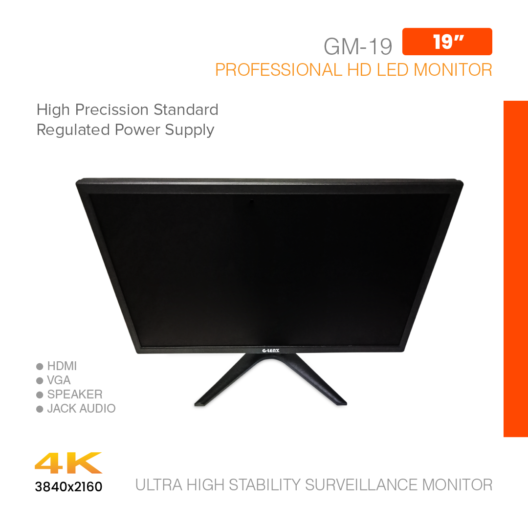 Monitor Surveillance 4K Ultra High Stability 19" GM-19