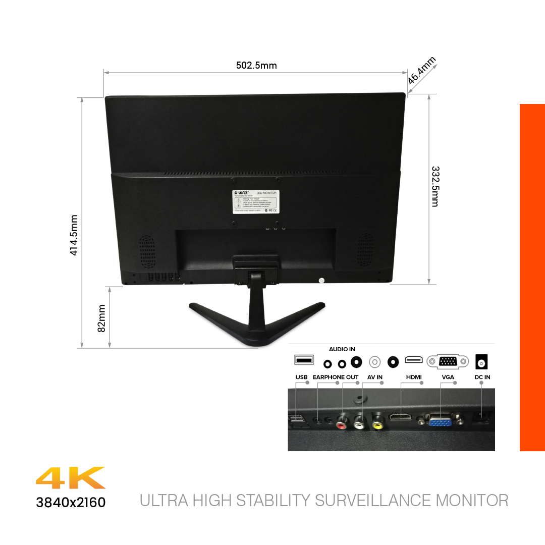Monitor Surveillance 4K Ultra High Stability 22" GM-22