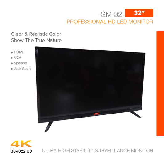 Monitor Surveillance 4K Ultra High Stability 32" GM-32