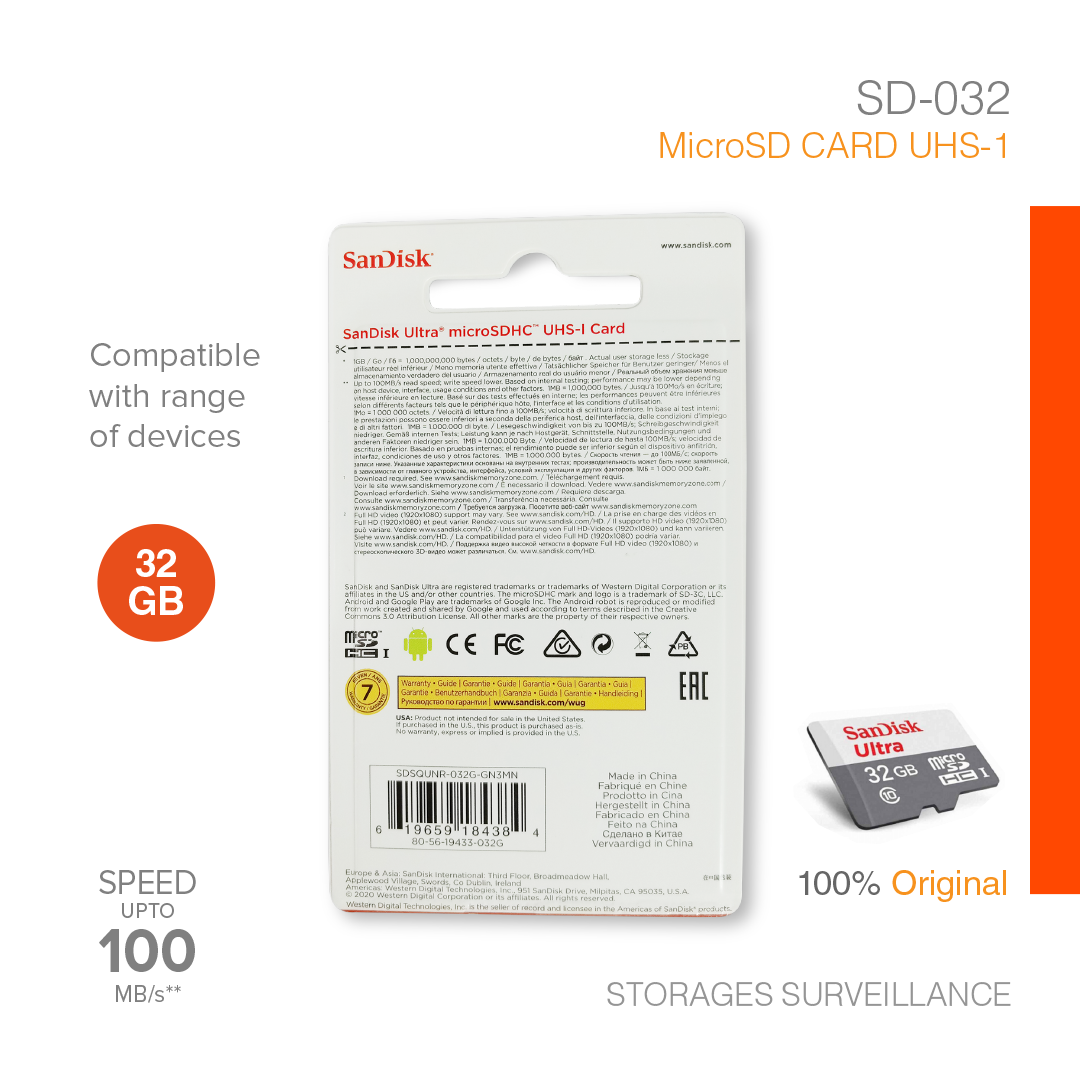 Storages Surveillance Micro SD Card 32GB SD-032