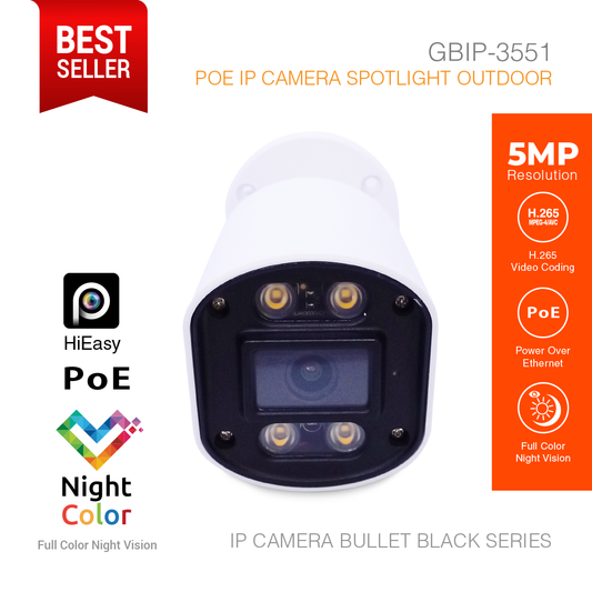 IP Camera Outdoor 5MP Color Night Vision GBIP-3551 Black Series