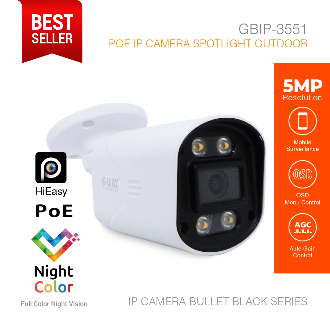IP Camera Outdoor 5MP Color Night Vision GBIP-3551 Black Series