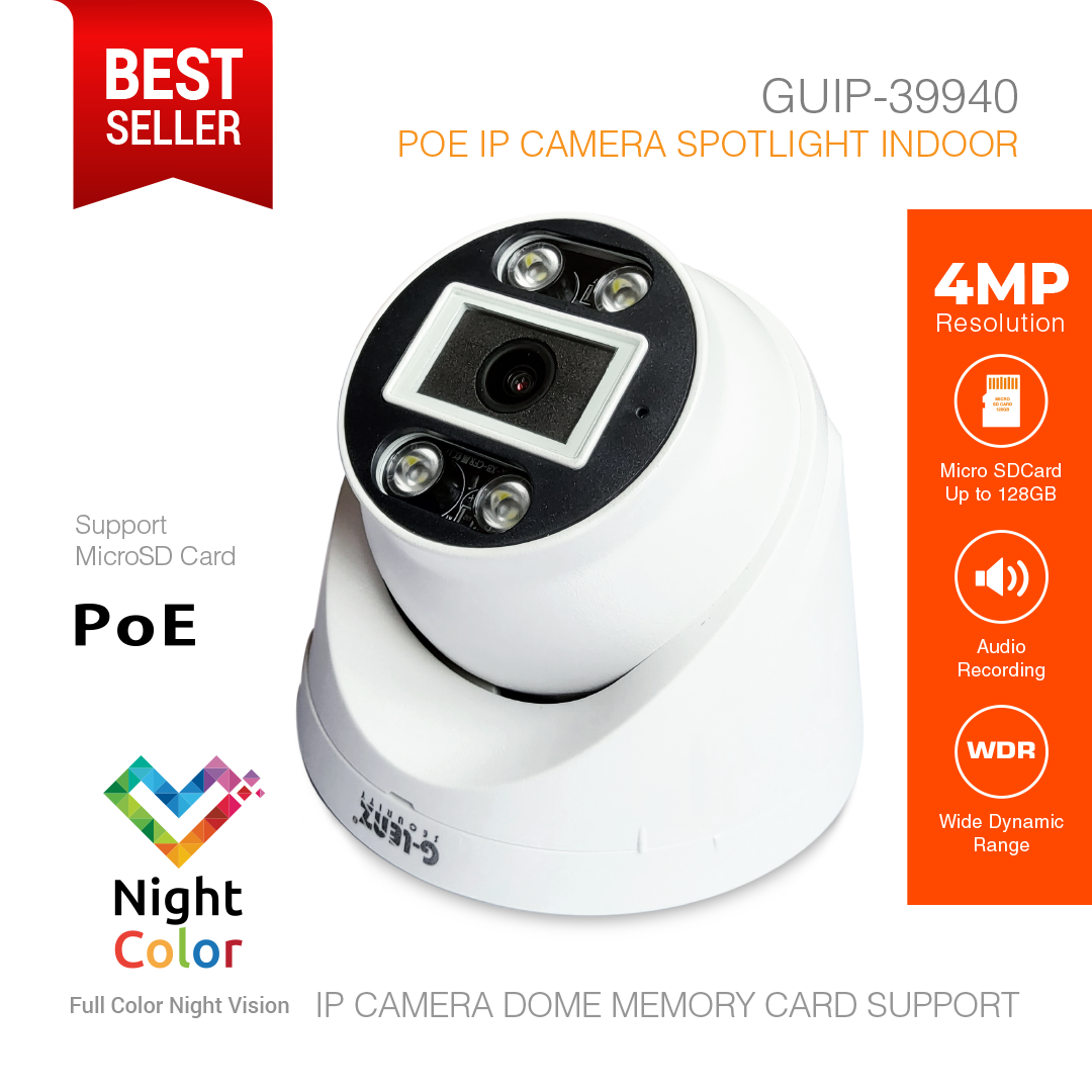 IP Camera Indoor Color Night Color Vision 4MP Memory Card GUIP-39940