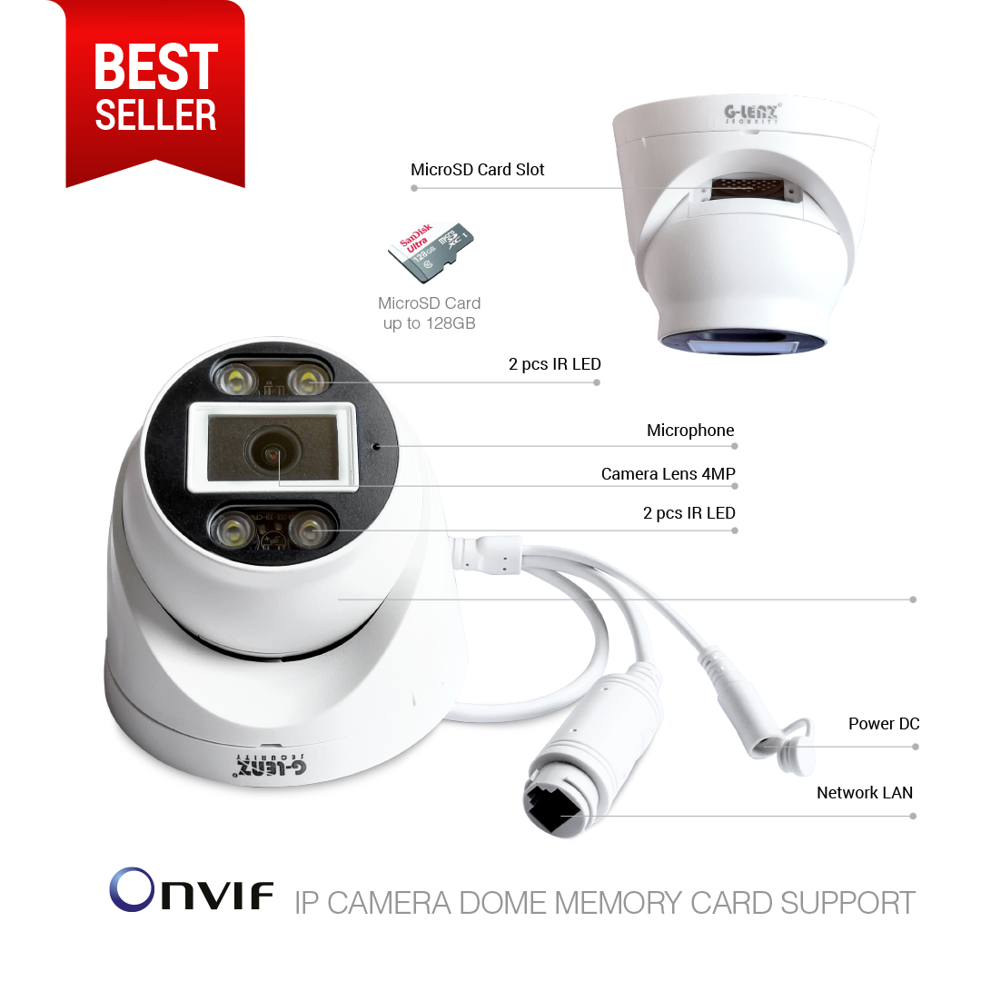 IP Camera Indoor Color Night Color Vision 4MP Memory Card GUIP-39940