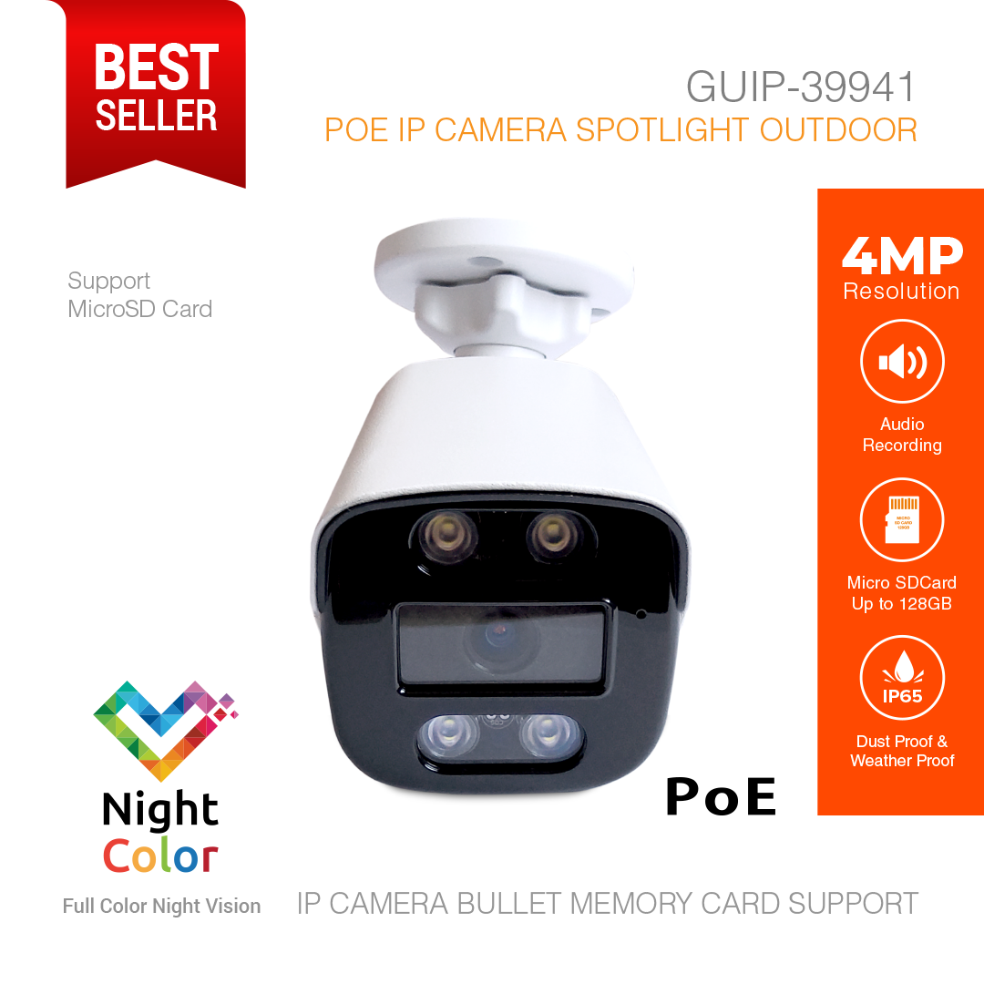 IP Camera Outdoor Color Night Color Vision 4MP Memory Card GUIP-39941