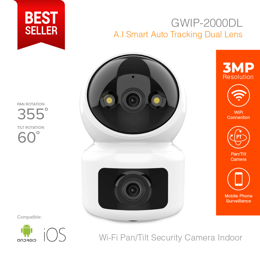 Wi-Fi Smart Security Camera Pan/Tilt 3MP Dual Lens GWIP-2000DL
