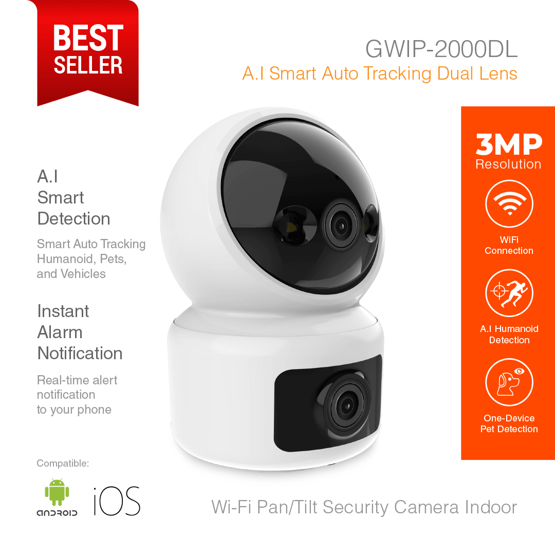 Wi-Fi Smart Security Camera Pan/Tilt 3MP Dual Lens GWIP-2000DL