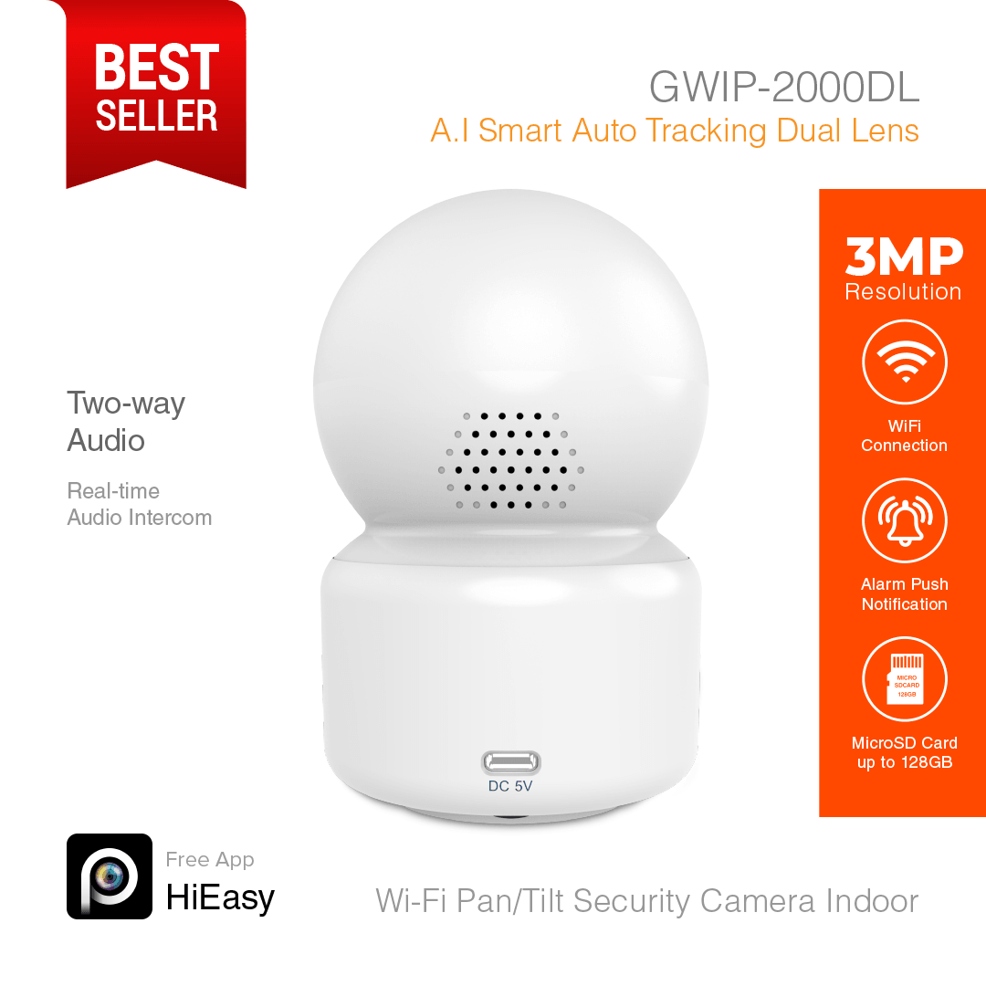 Wi-Fi Smart Security Camera Pan/Tilt 3MP Dual Lens GWIP-2000DL