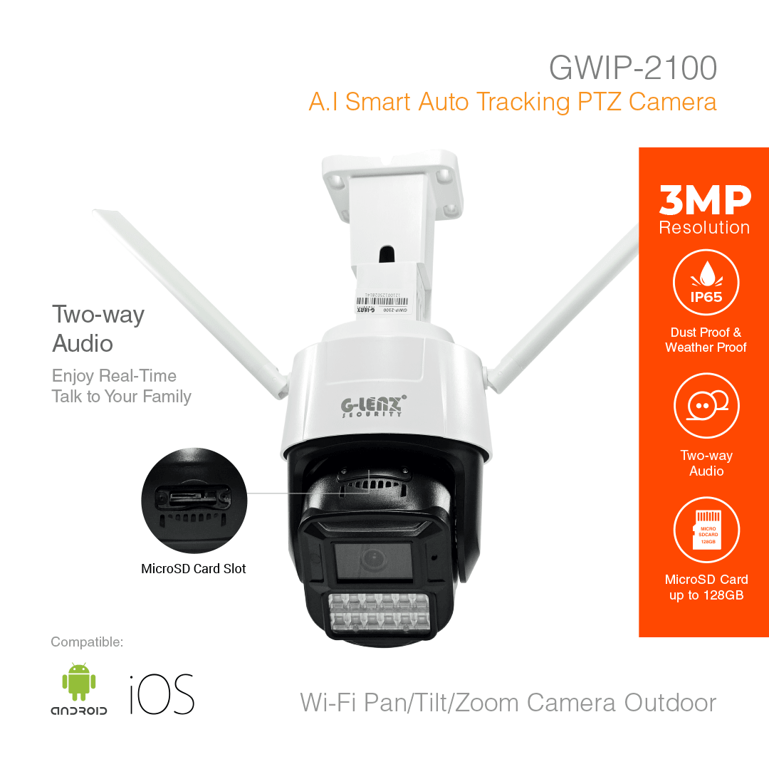 Wi-Fi Smart Security Camera Outdoor PTZ 3MP GWIP-2100
