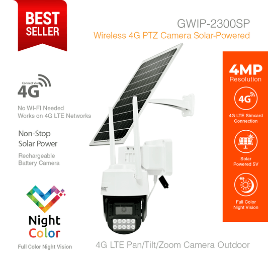 4GLTE Smart Security Camera PTZ 4MP Solar Powered GWIP-2300SP