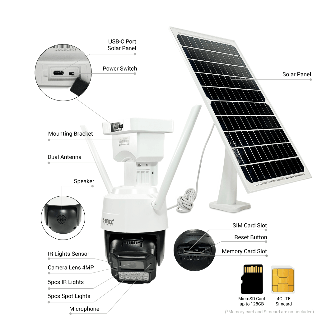 4GLTE Smart Security Camera PTZ 4MP Solar Powered GWIP-2300SP