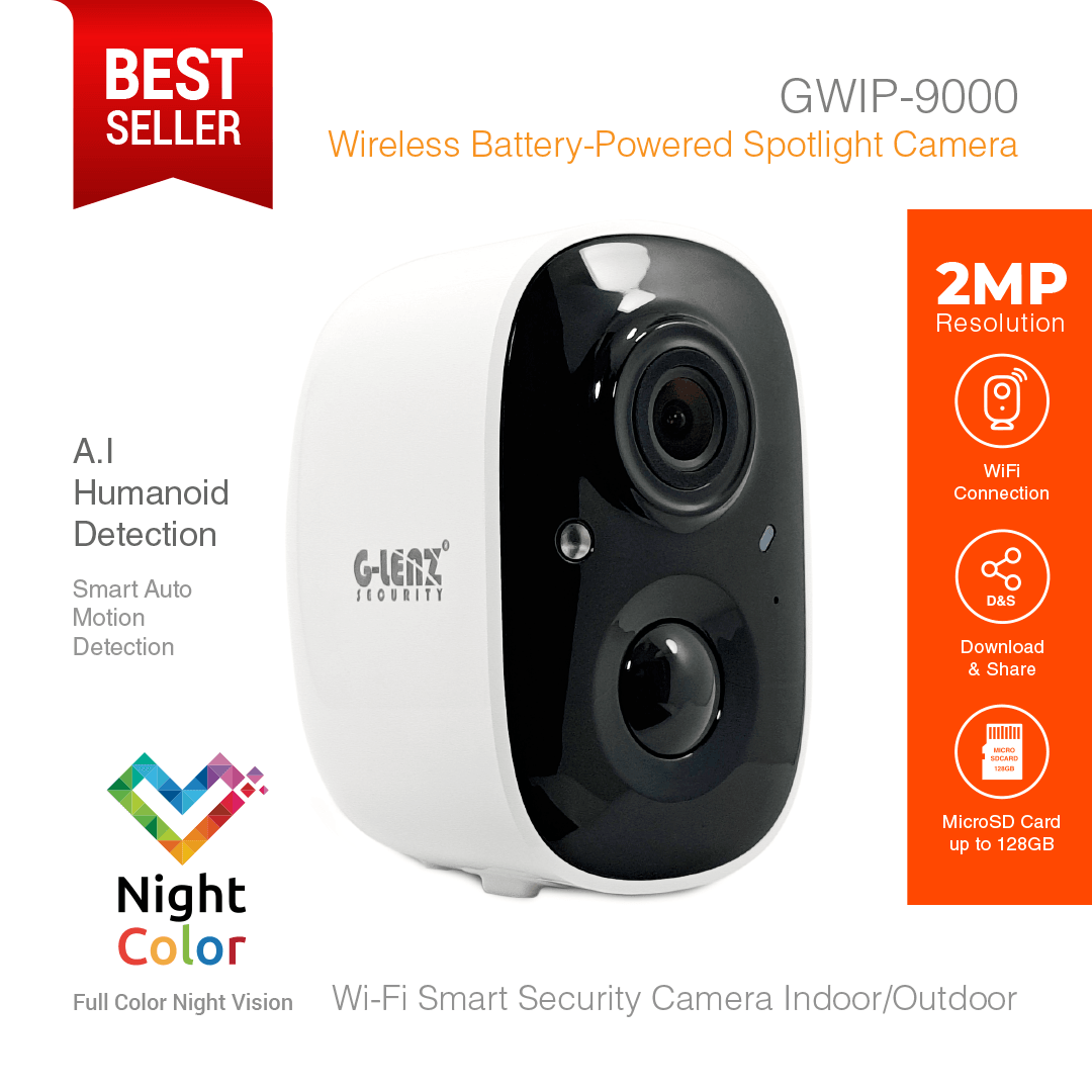 Wi-Fi Smart Security Camera Battery Powered 2MP GWIP-9000