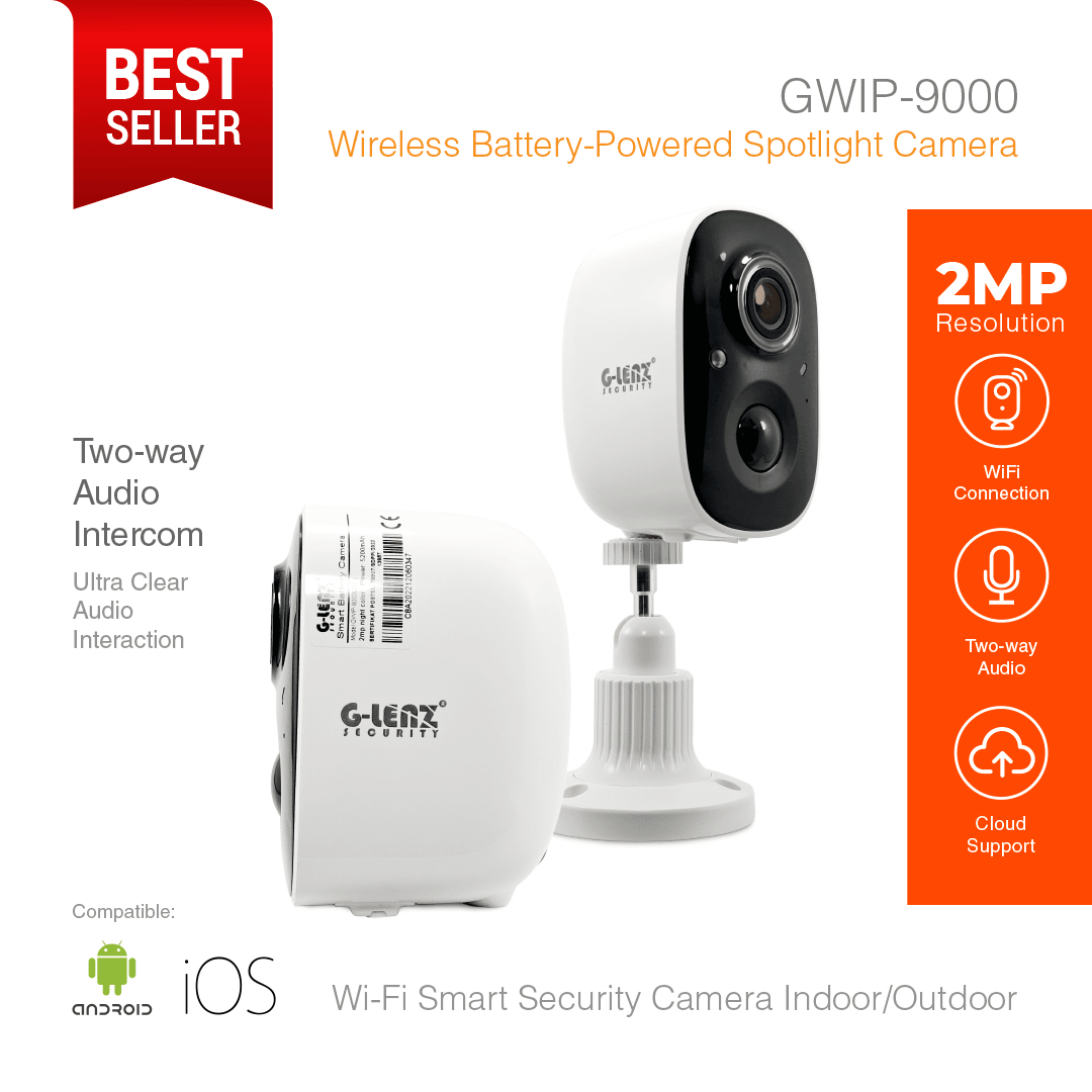 Wi-Fi Smart Security Camera Battery Powered 2MP GWIP-9000