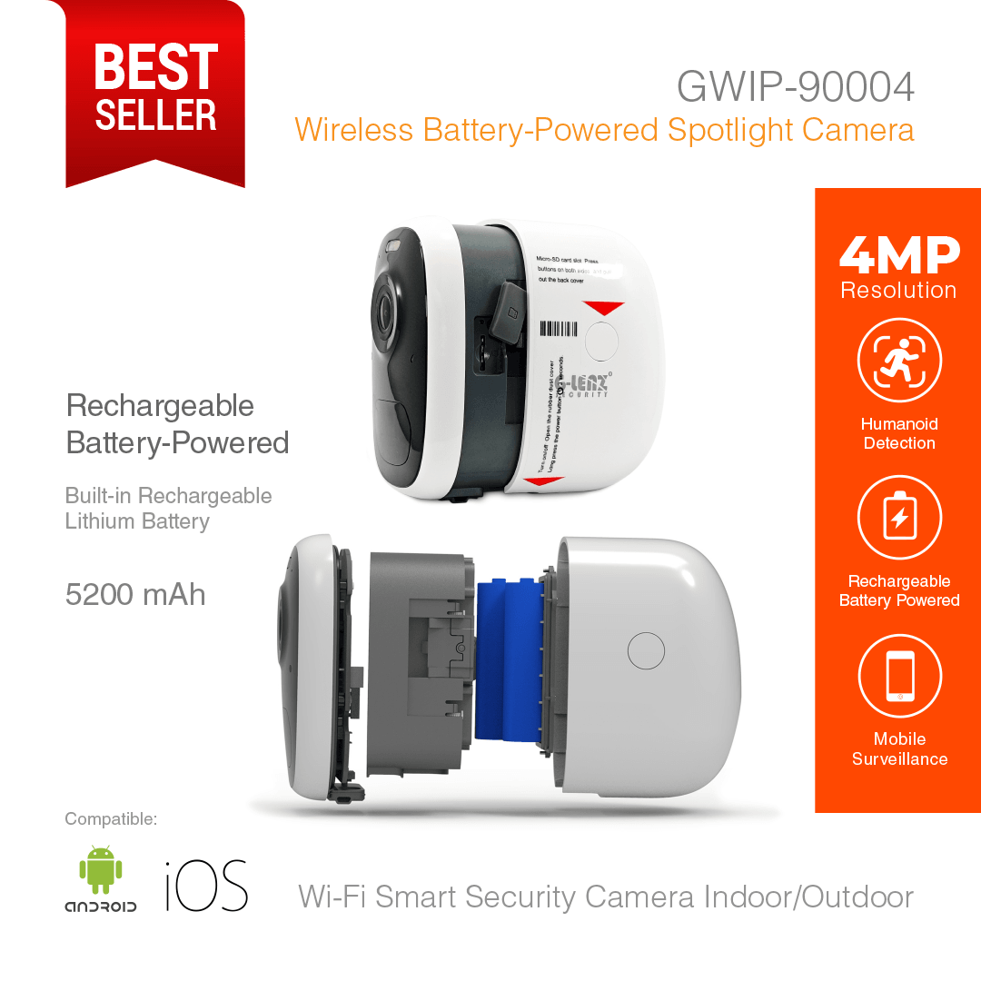 Wi-Fi Smart Security Camera Battery Powered 4MP GWIP-9000-4