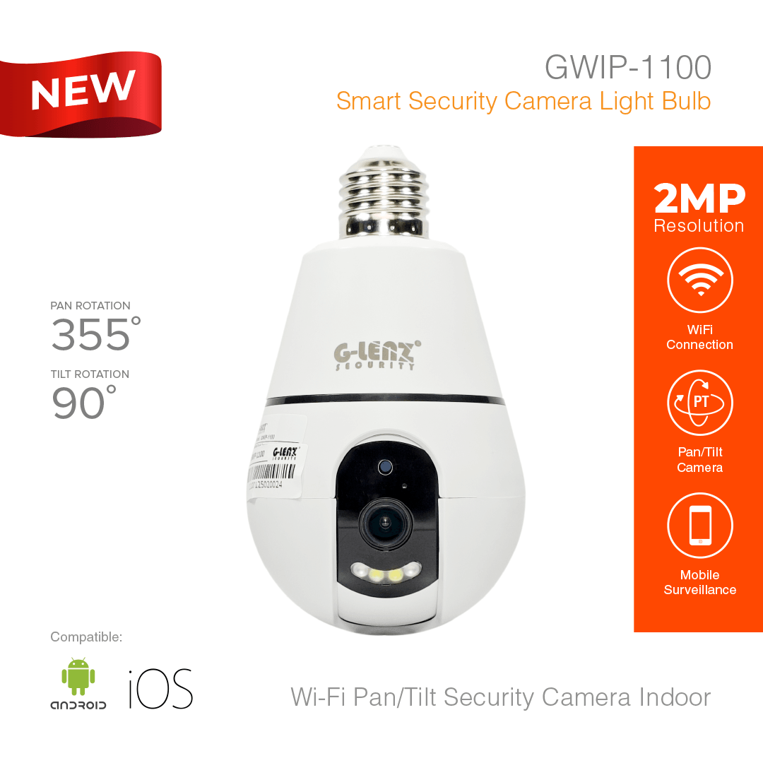 Wi-Fi Smart Security Camera Pan/Tilt Light Bulb 2MP GWIP-1100