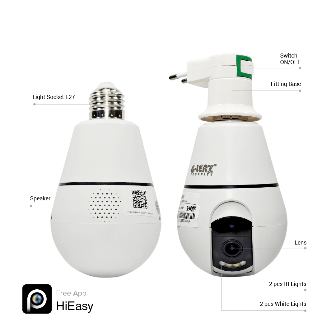Wi-Fi Smart Security Camera Pan/Tilt Light Bulb 2MP GWIP-1100