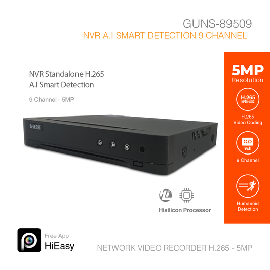 NVR H.265 A.I Smart Detection 9 Channel 5MP GUNS-89509