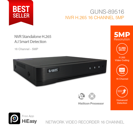 NVR H.265 A.I Smart Detection 16 Channel 5MP GUNS-89516
