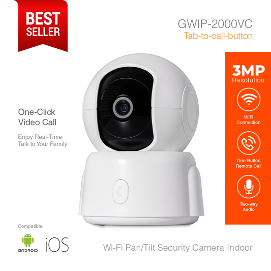 Wi-Fi Smart Security Camera Pan/Tilt 3MP Video Call Button GWIP-2000VC