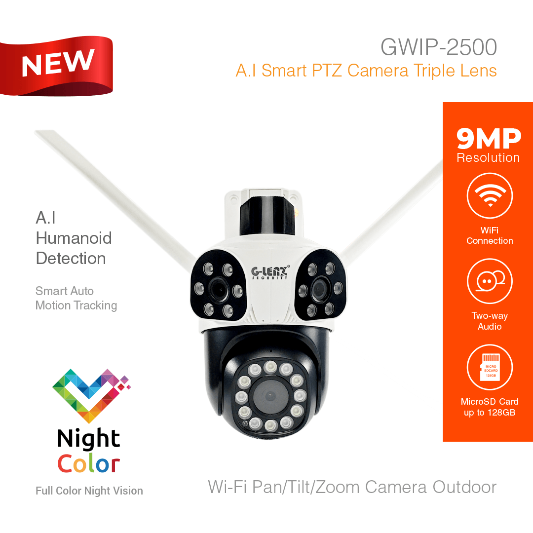 Wi-Fi Smart Security Camera Outdoor PTZ Triple Lens 9MP GWIP-2500