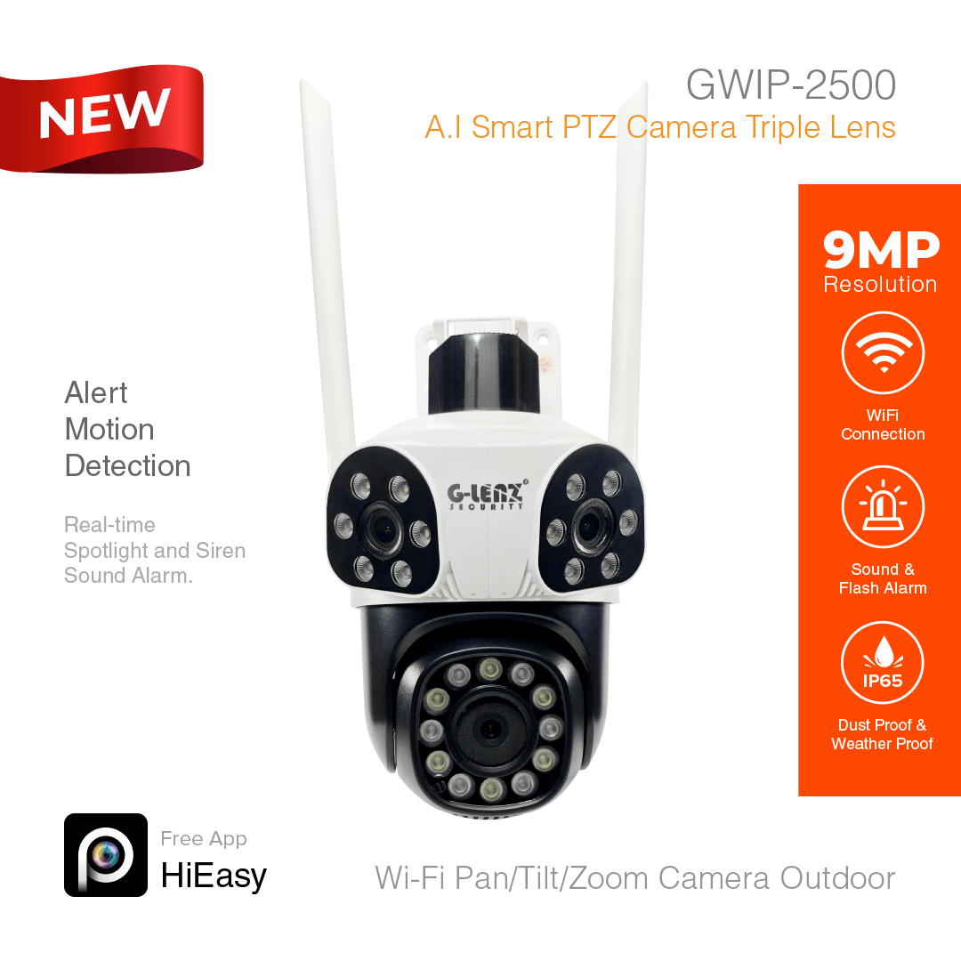 Wi-Fi Smart Security Camera Outdoor PTZ Triple Lens 9MP GWIP-2500