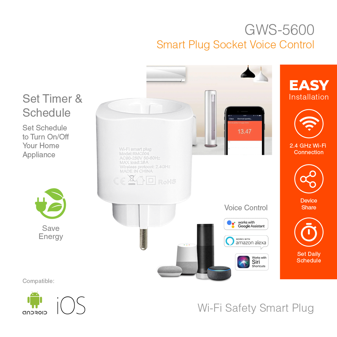 Smart Plug Socket Voice Control GWS-5600
