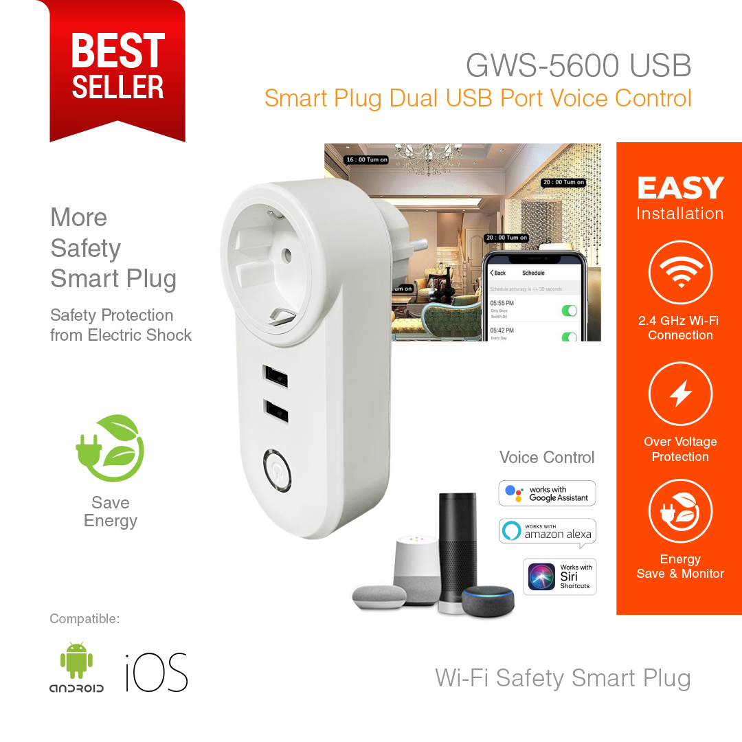 Smart Plug Dual USB Port GWS-5600USB