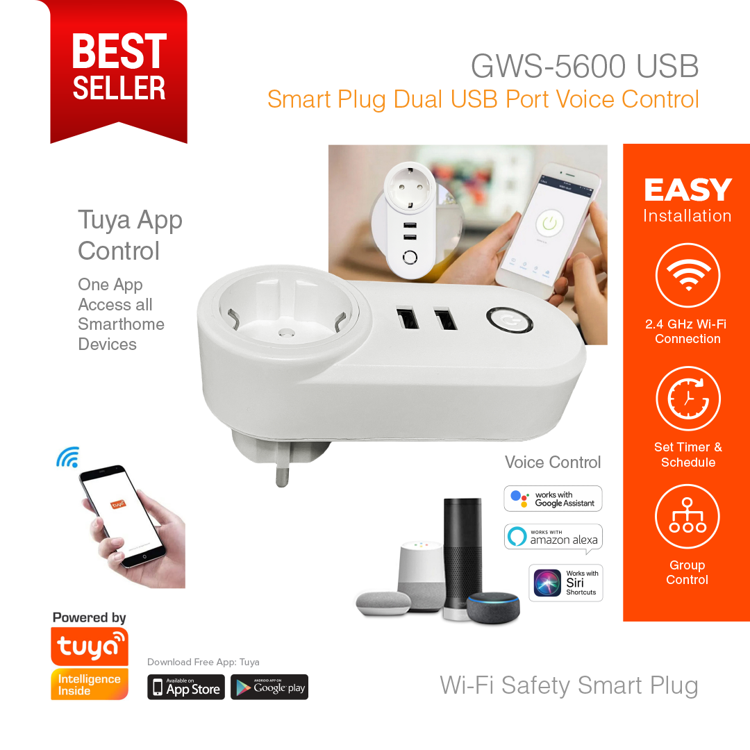 Smart Plug Dual USB Port GWS-5600USB