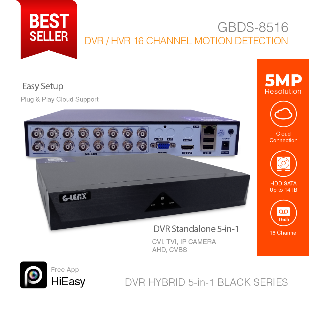 DVR Hybrid 5-in-1 5MP 16 Channel GBDS-8516 Black Series