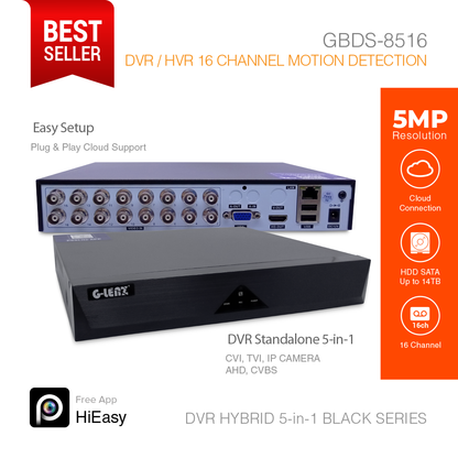 DVR Hybrid 5-in-1 5MP 16 Channel GBDS-8516 Black Series