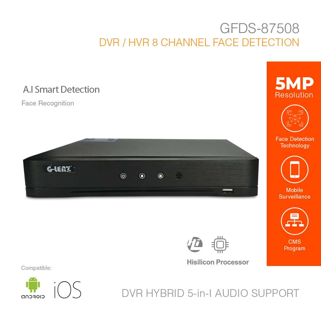 DVR Hybrid 5-in-1 Face Detection 8Channel 5MP GFDS-87508