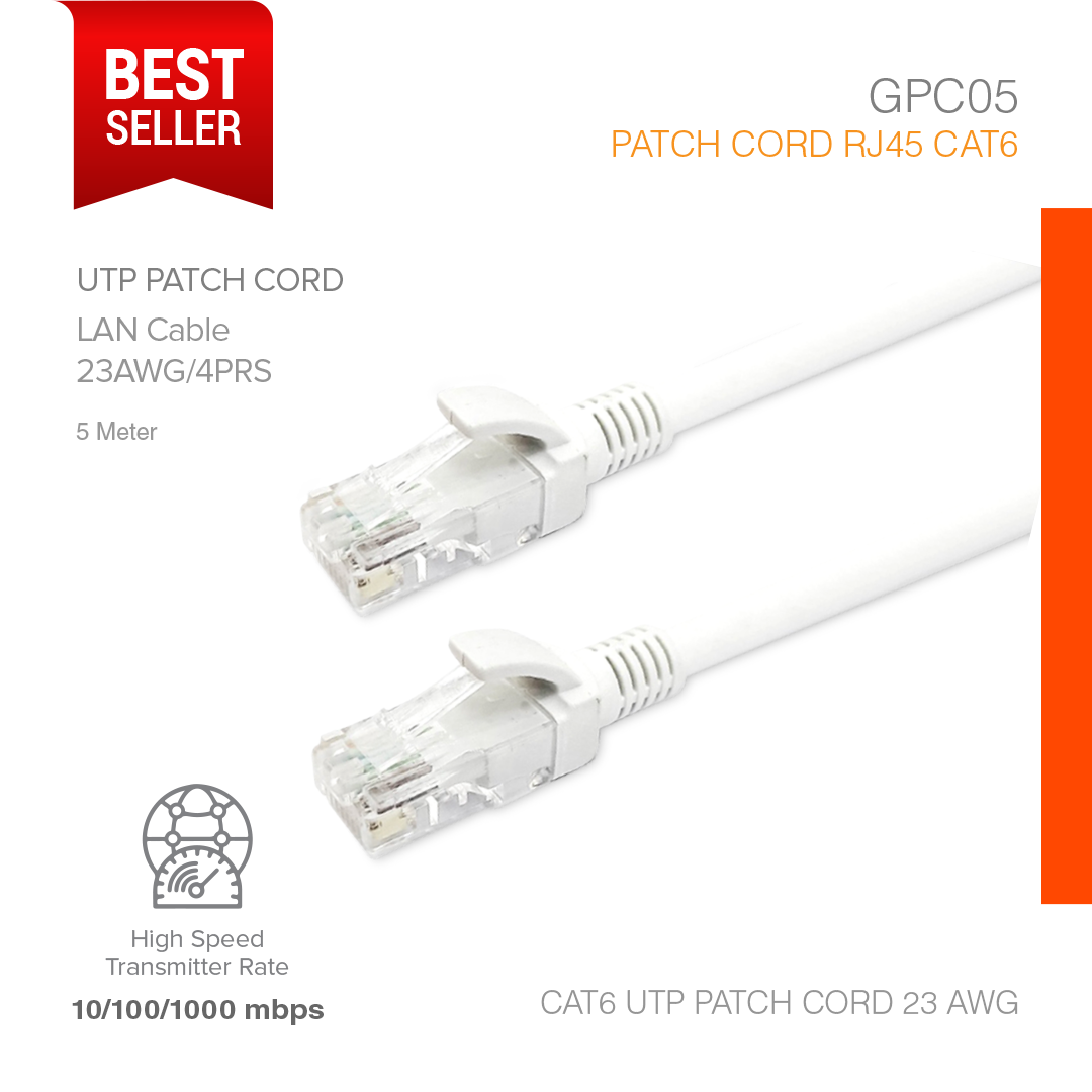 Patch Cord RJ45 Cat6 High Transmitter 5 Meter GPC05