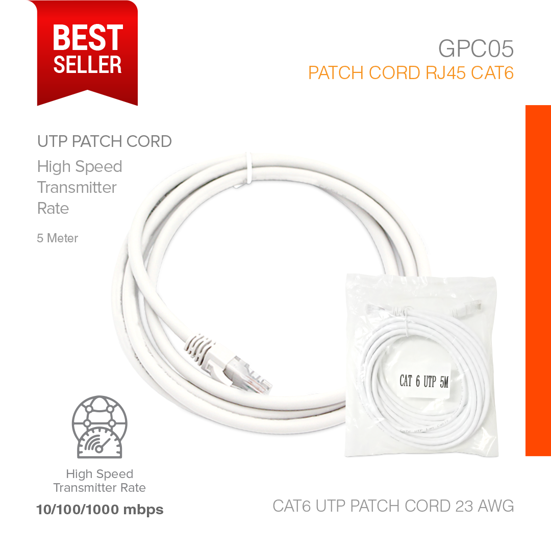 Patch Cord RJ45 Cat6 High Transmitter 5 Meter GPC05