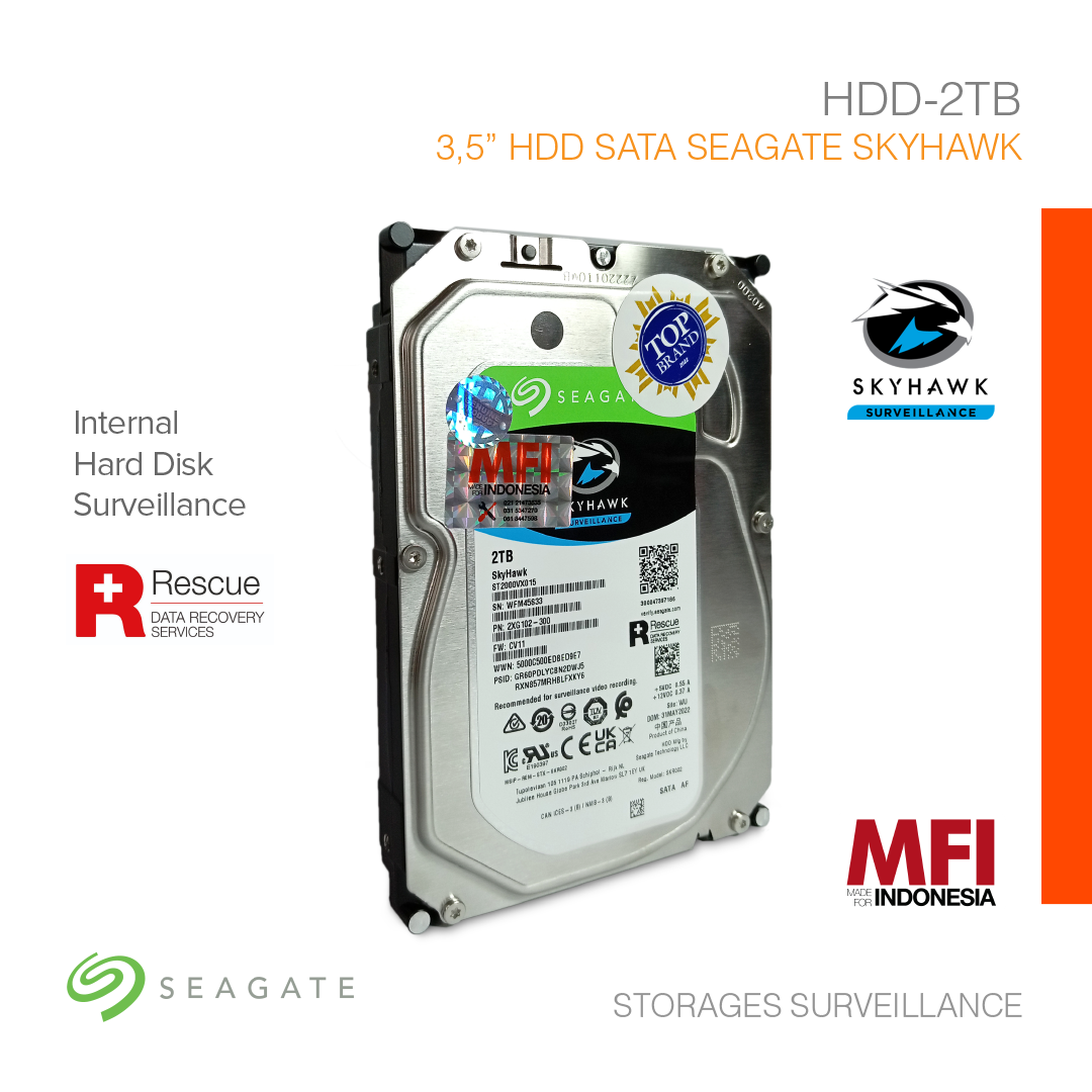 Storages Surveillance 3.5" HDD SATA Seagate Skyhawk MFI 2TB HDD-2TB