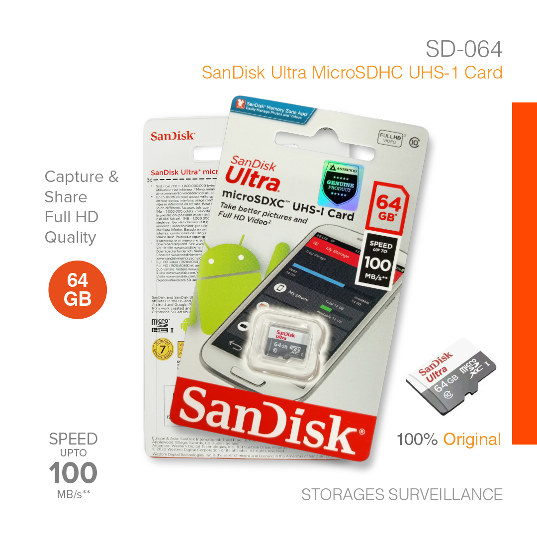 Storages Surveillance Micro SD Card 64GB SD-064