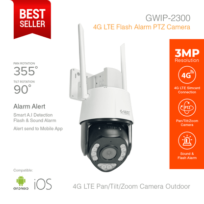 4G LTE Smart Security Camera PTZ Outdoor 3MP