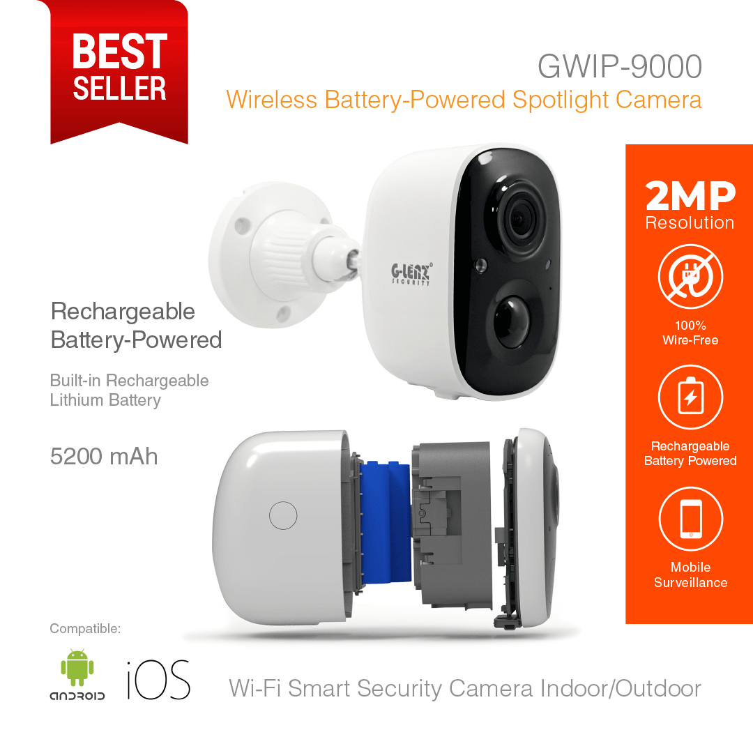 Wi-Fi Smart Security Camera Battery Powered 2MP GWIP-9000